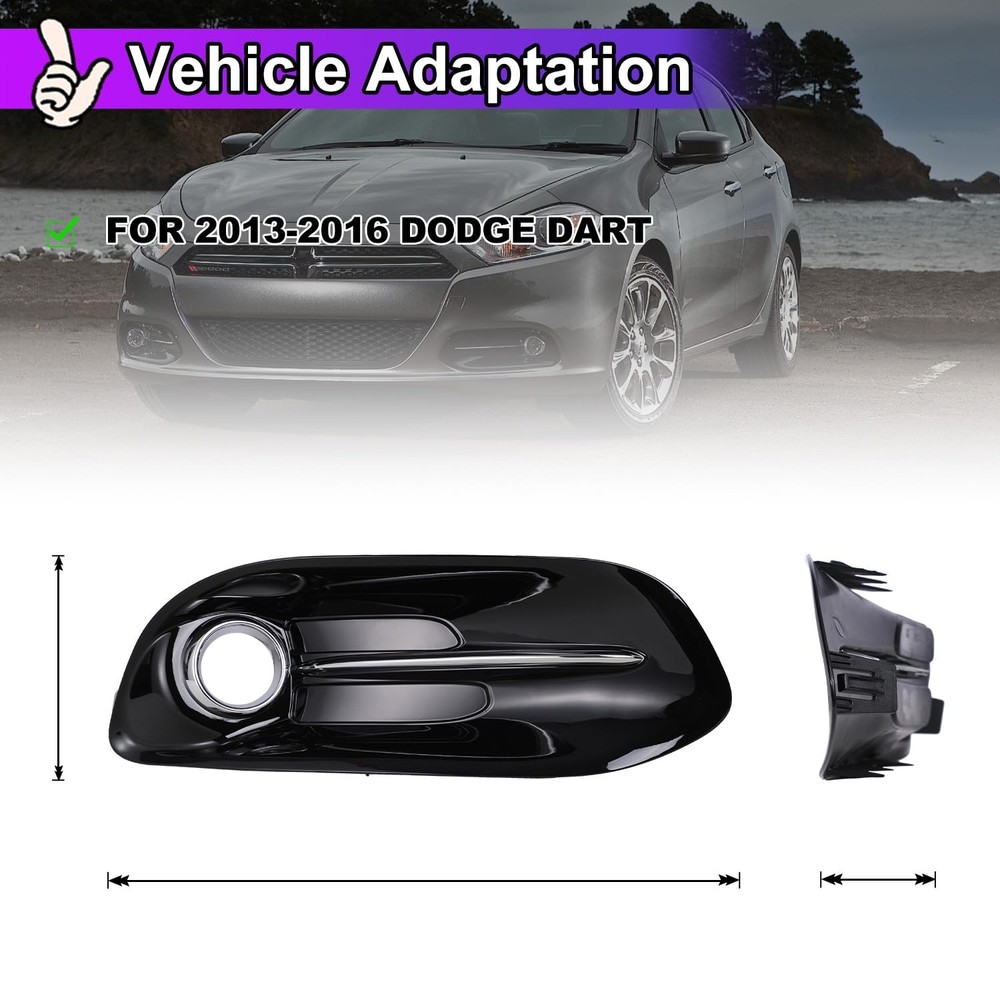 Fog Light Bezels for 2013-2016 Dodge Dart Passenger Driver Side Covers