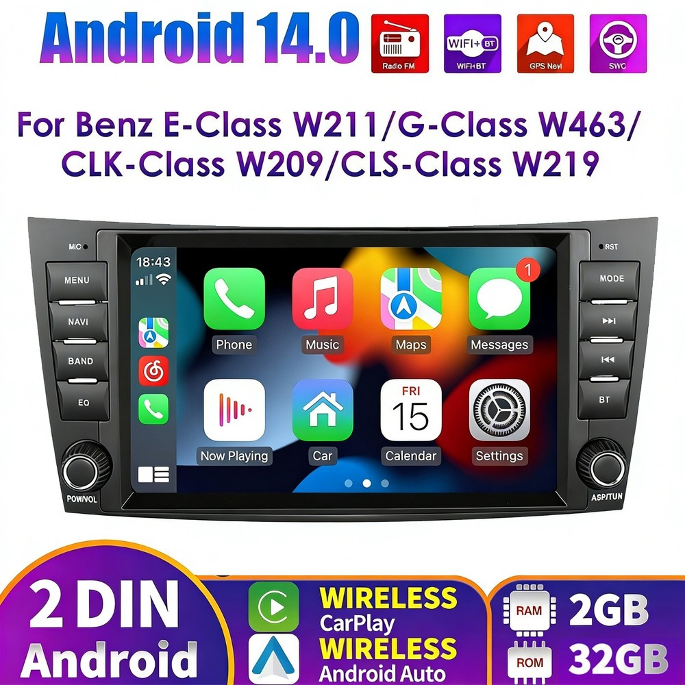 Android 14 GPS Radio Navi Stereo for Mercedes Benz E-W211 E320 E500 E350 CLS500