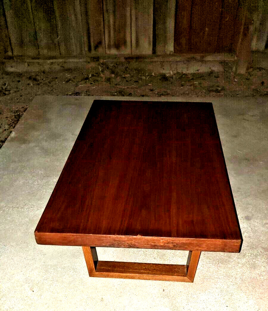 Mid-Century Modern Long Rectangular Walnut Coffee Table Vintage