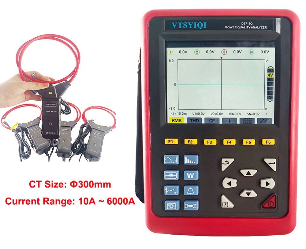 3 Phase Power Energy Meter Power Quality Analyzer Flexible Current Clamp 6000A