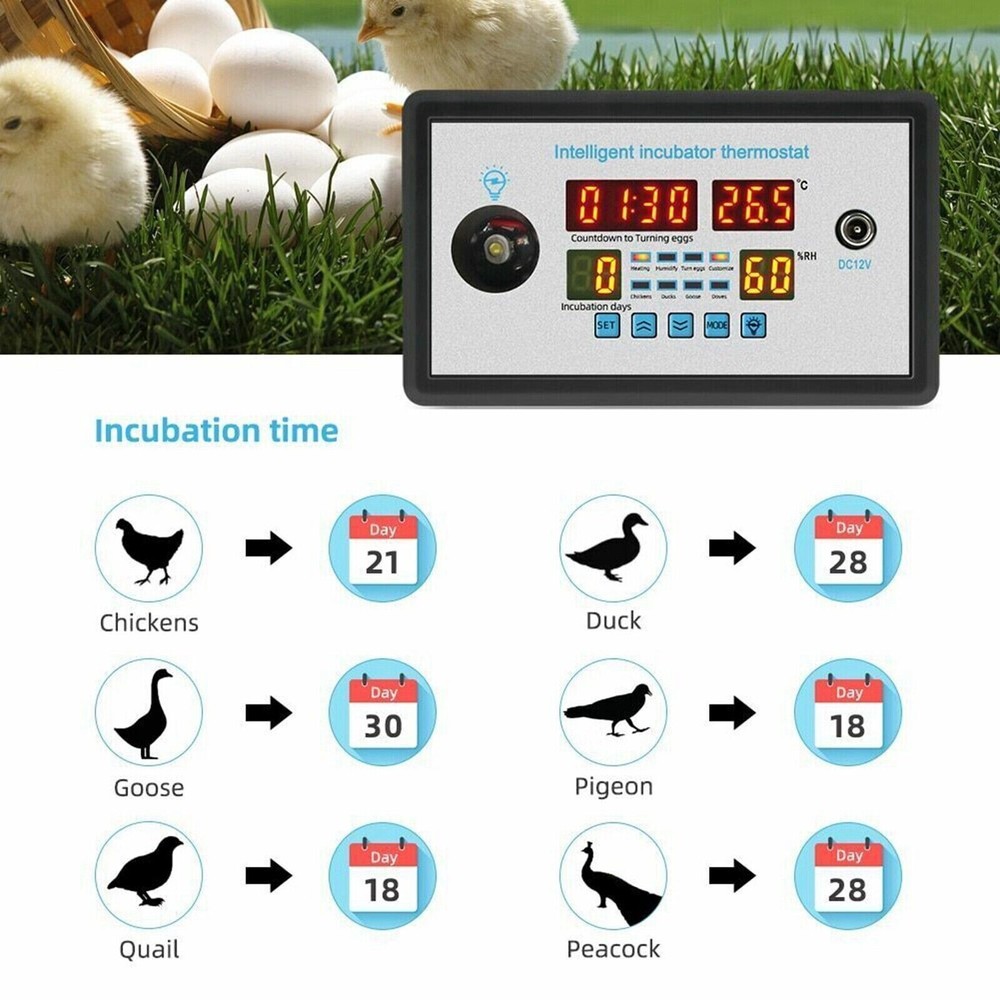 Automatic Digital Temperature Humidity Egg Turning Control Incubator Thermostay9