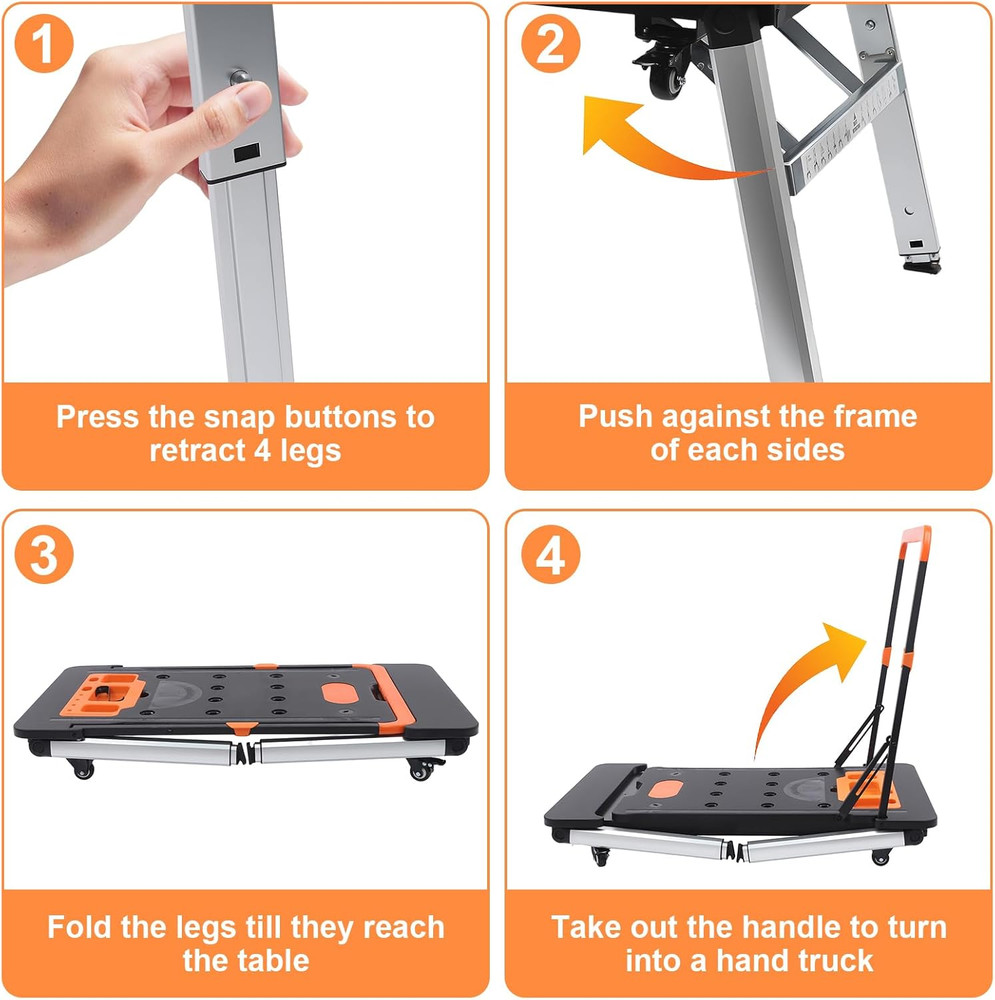 7 in 1 Work Benches Multifunctional Folding Work Table for Garage, Portable Work