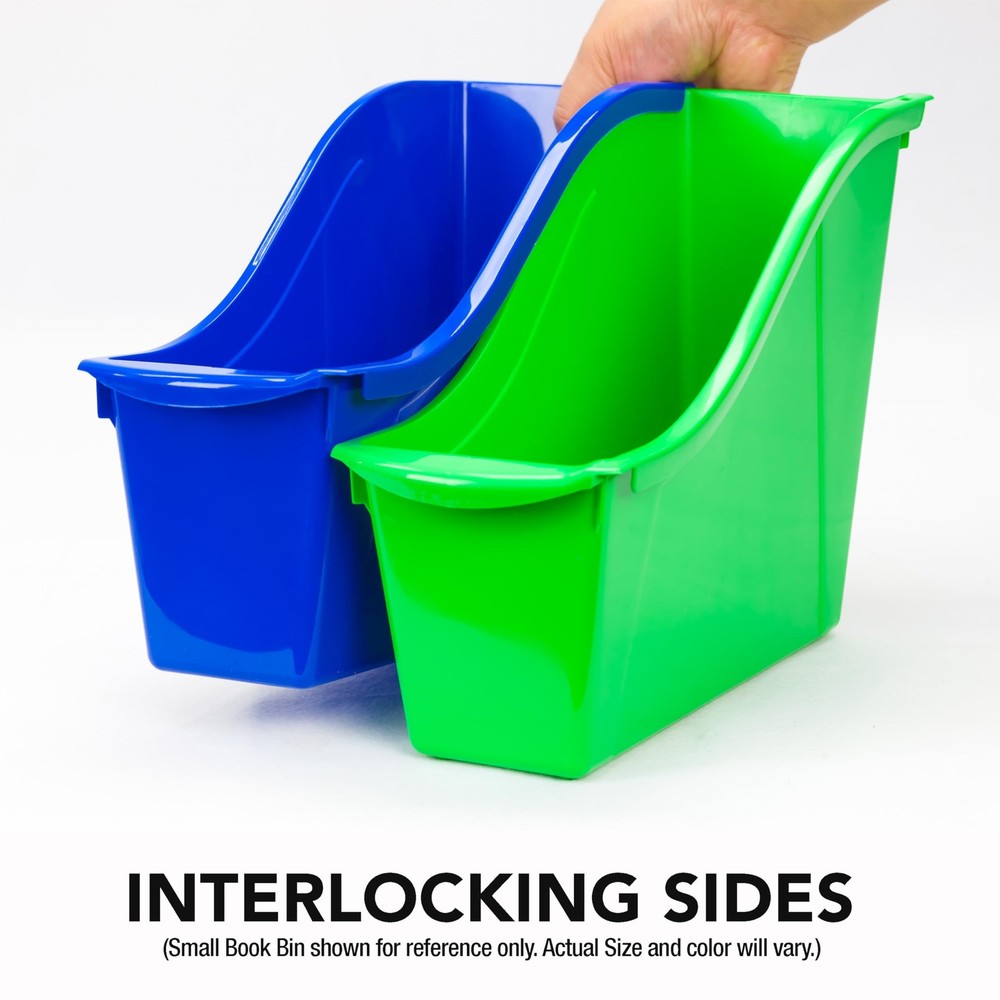 Large Book Bin, Interlocking Plastic Organizer for Home, Office and Classroom...