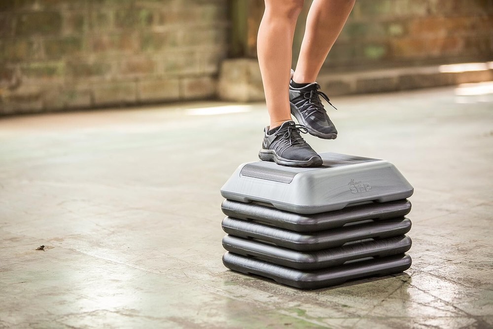 Home Gym Adjustable Aerobic Step Platform - Includes 4 Risers, Supports 275 lbs