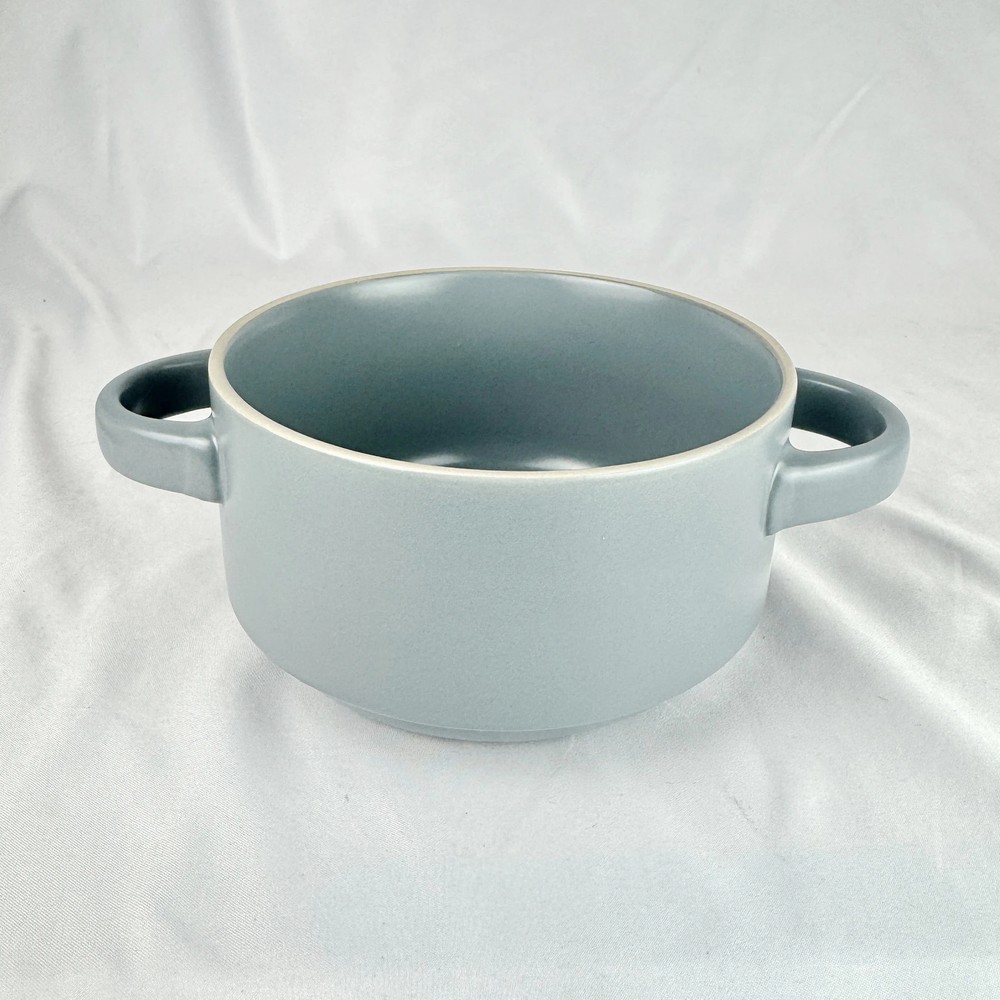 Mikasa ELLA Soup Bowl Double Handle Stacking Blue