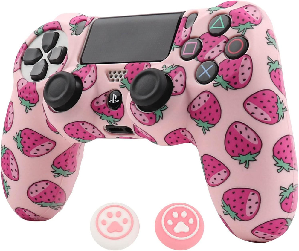 RALAN Pink Controller Skins for Ps4,Fruit Silicone Controller Cover Skin Protect