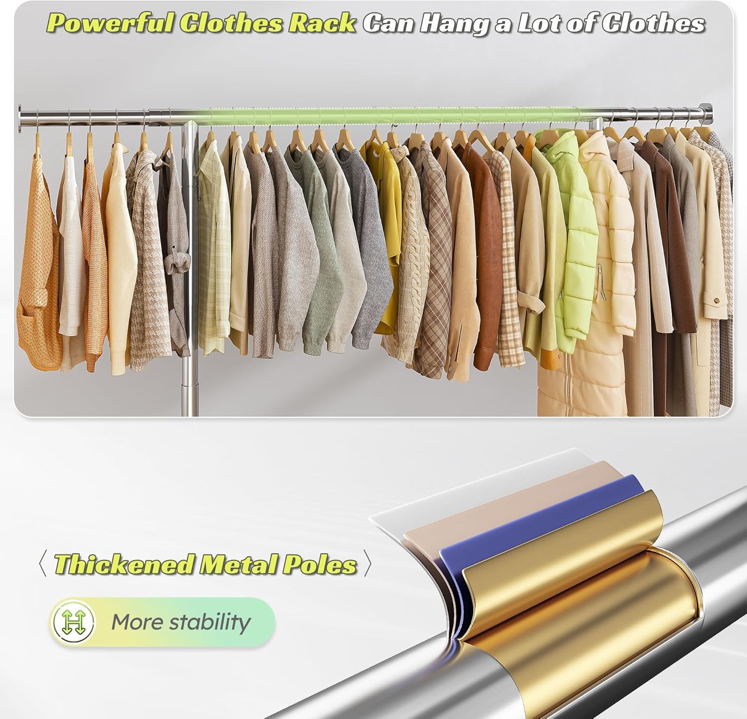 Rolling Garment Rack Heavy Duty Collapsible Clothing Clothes Rack Chrome Wheels