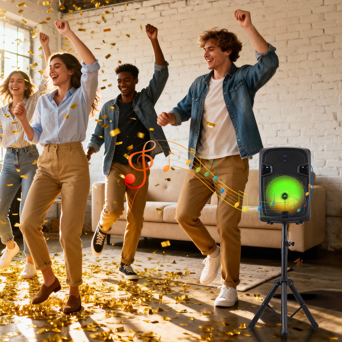 12'' 10000W Loud Large Party Speaker Bluetooth Heavy Bass Sound Party & Micphone