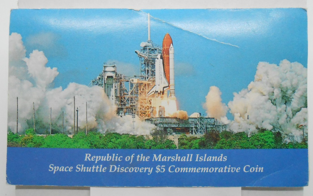 Marshall Islands Space Shuttle Discovery Commemorative 5 Dollar Coin 1988