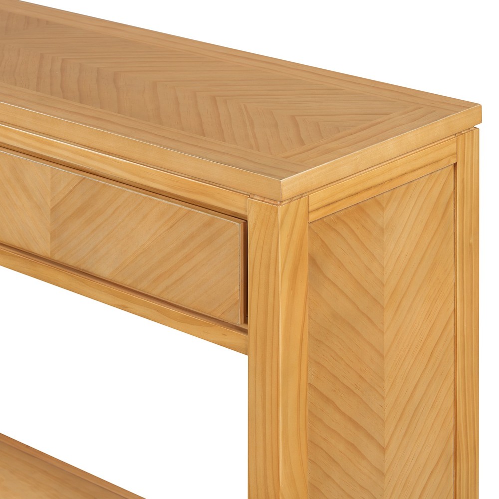 TREXM 55" Console Table, Rustic Wooden Entryway Table with Storage Drawers and