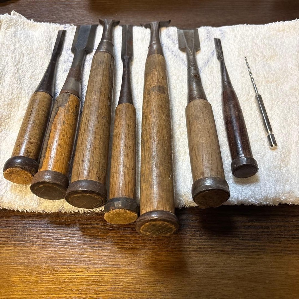 Vintage Japanese Chisel Set Tool 7 Pieces Carpentry