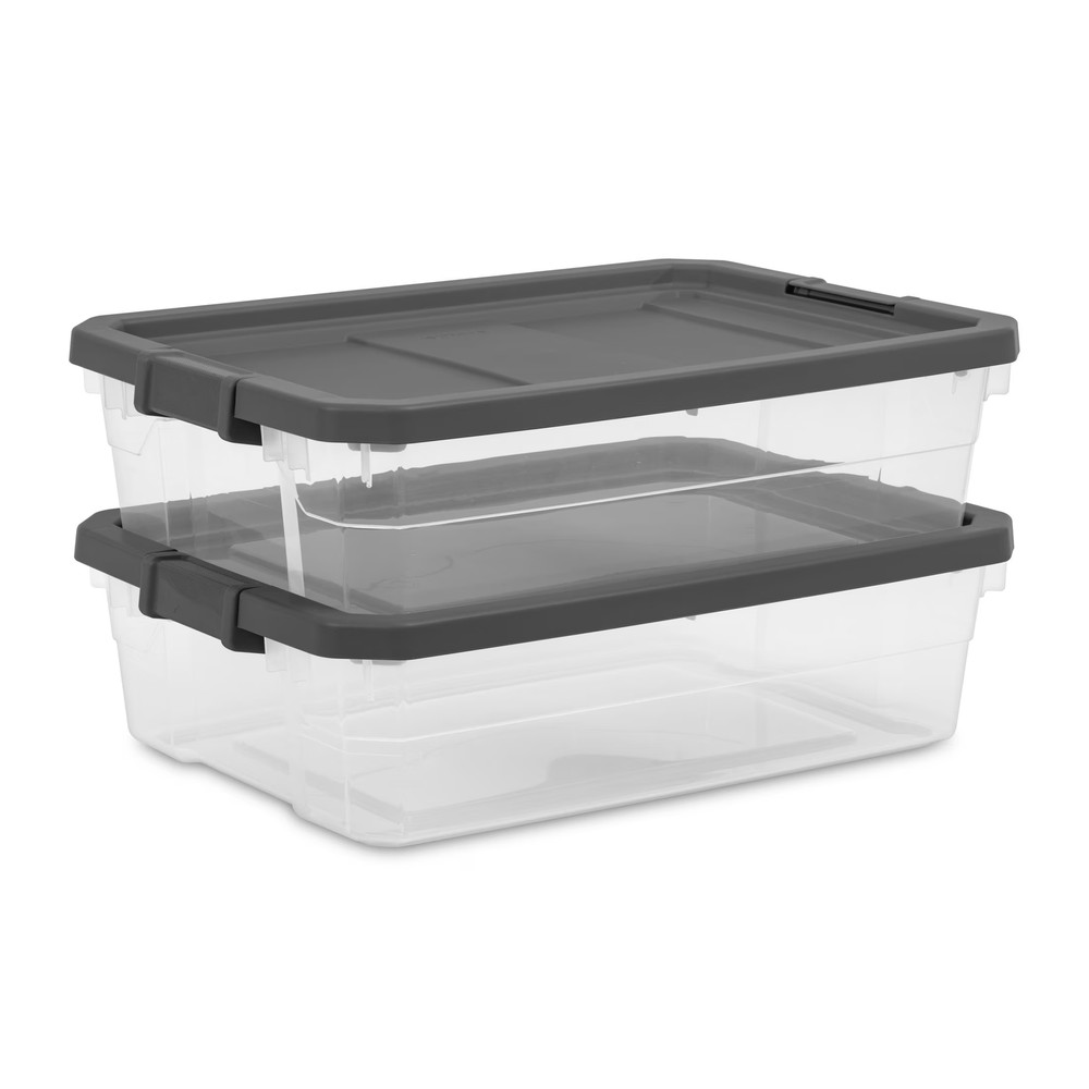 40 Quart Medium Stackable Storage Bin, Clear Plastic Underbed Storage Container