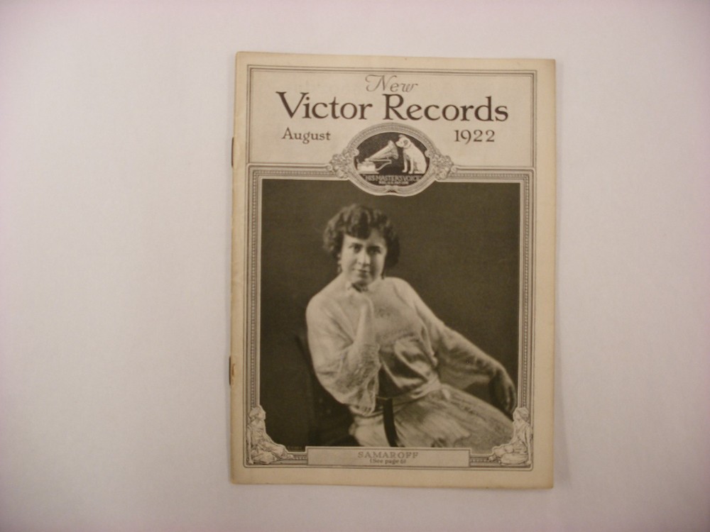 Original Victor Phonograph Records Catalog - August, 1922