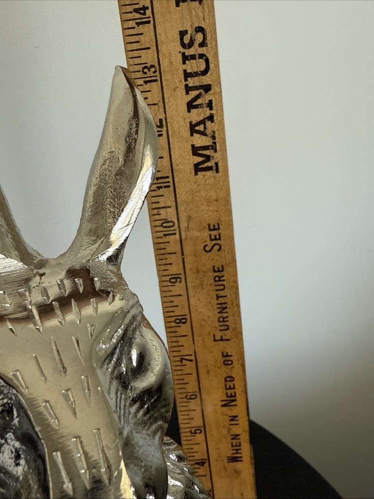 12.5” Silver Easter Rabbit on Marble Stand Missing Candy Glass Bowl Home Decor