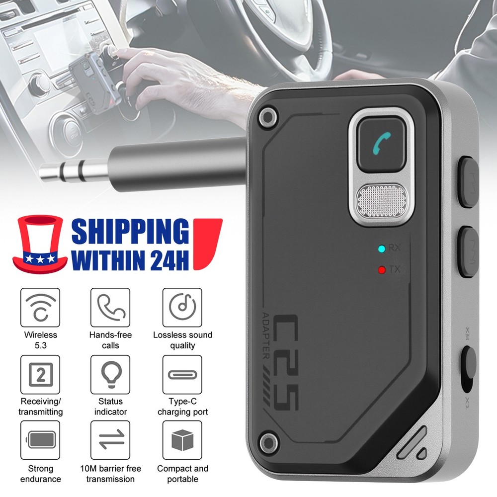 2 in 1 Wireless Bluetooth 5.0 Transmitter Receiver Adapter Audio 3.5mm Jack Aux