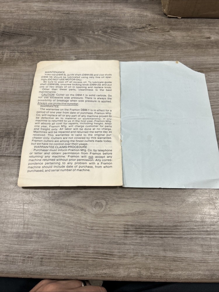 Framon DBM-1 Flat Key Cutting Machine MANUAL ONLY!!