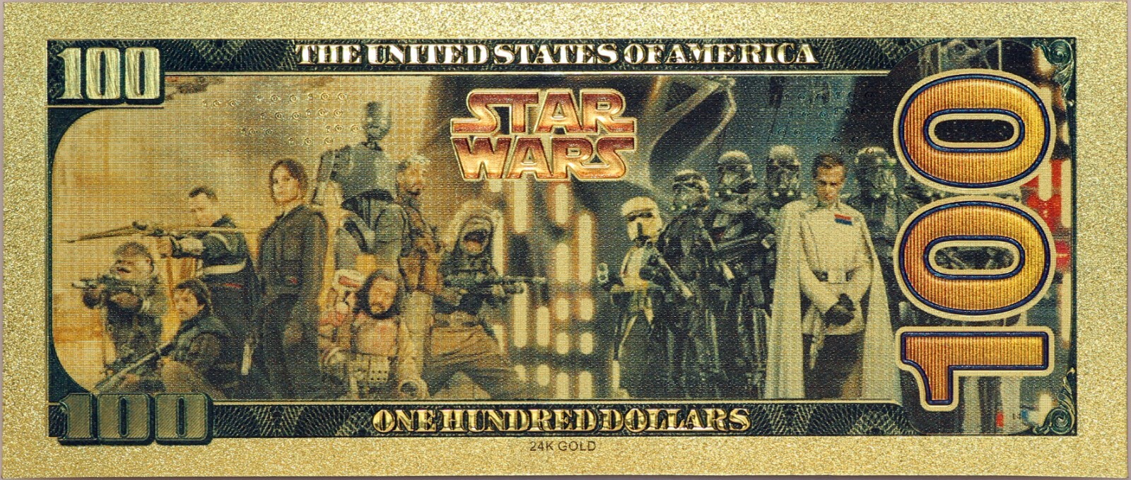 Lot of 8 Star Wars Darth Vader Yoda Luke Han Boba Fett Gold Foil Notes Set XS12