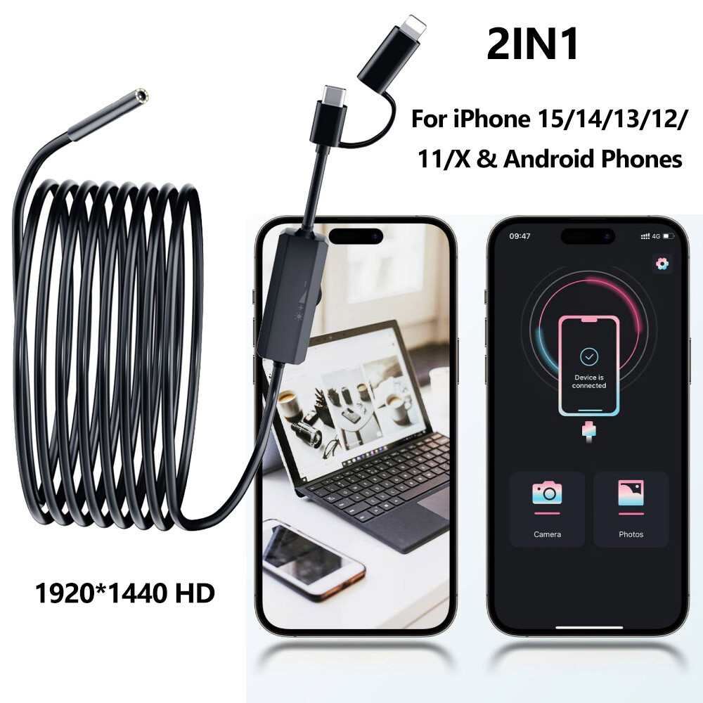 8LED USB Snake Endoscope Borescope HD Inspection Camera Scope For iPhone Android
