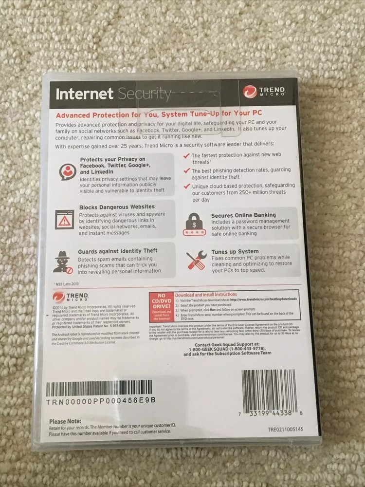 Trend Micro Internet Security (2014) 3 Devices - Windows 8 Mac IOS Android NEW
