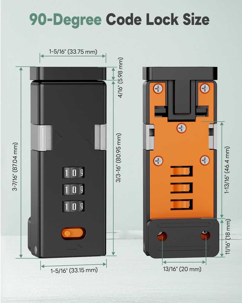 90 Degree Barn Door Combination Lock 3 Digit Password Keyless Gate Latch PC