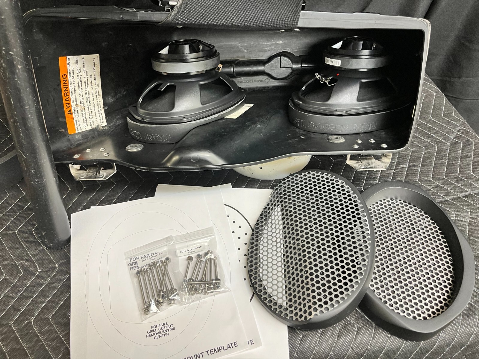 6x9 Quad Harley Saddlebag Speaker Mounting Ring Adapters w/GRILLS 1994-2013