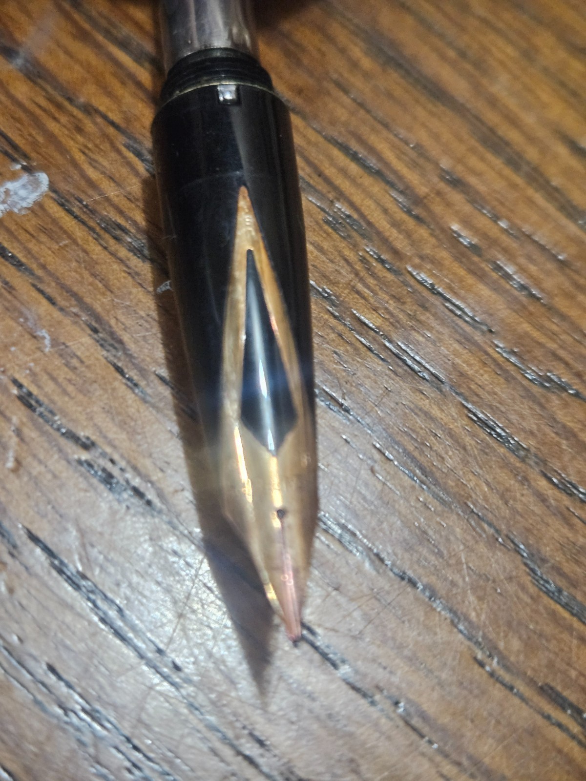 Sheaffer Fountain Pen Desk Set White Dot Chrome Black 14k used