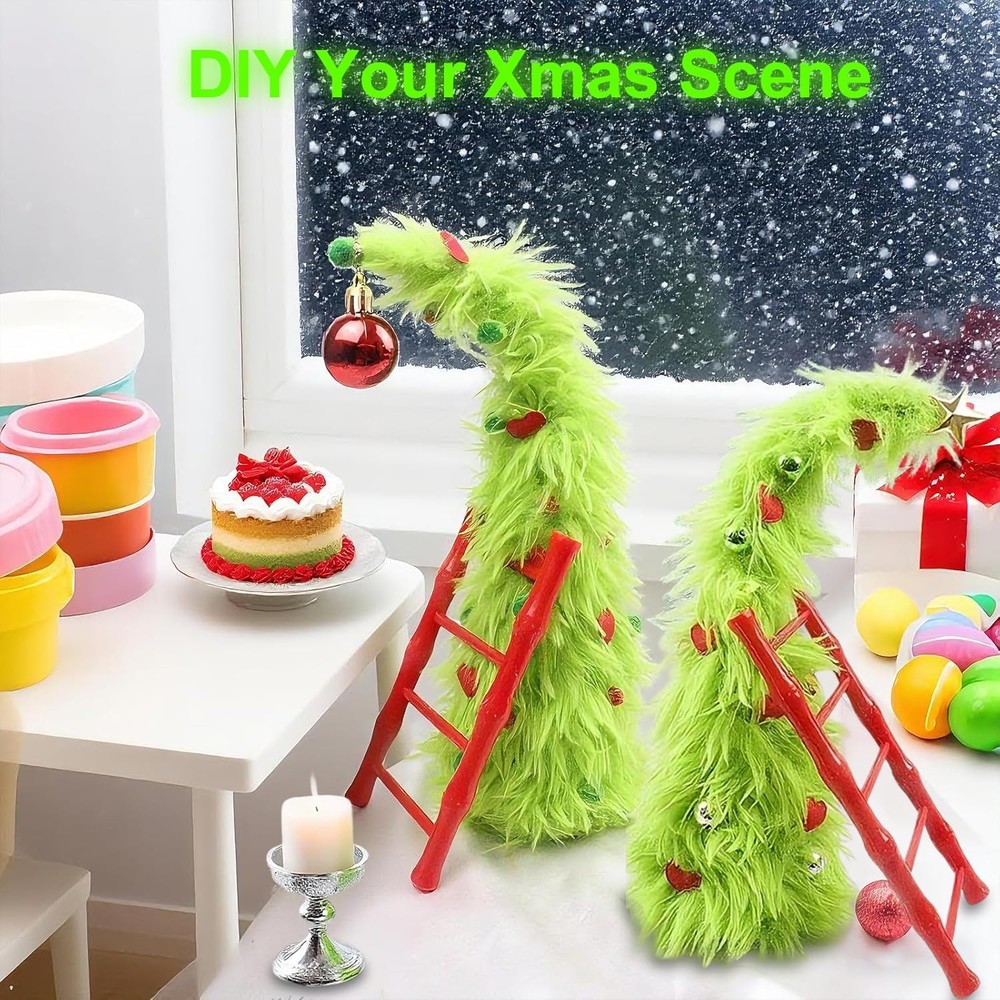 Tabletop Bendable Christmas Tree 2PCS, 1Ft Small Whimsical Plush Christmas Tr...