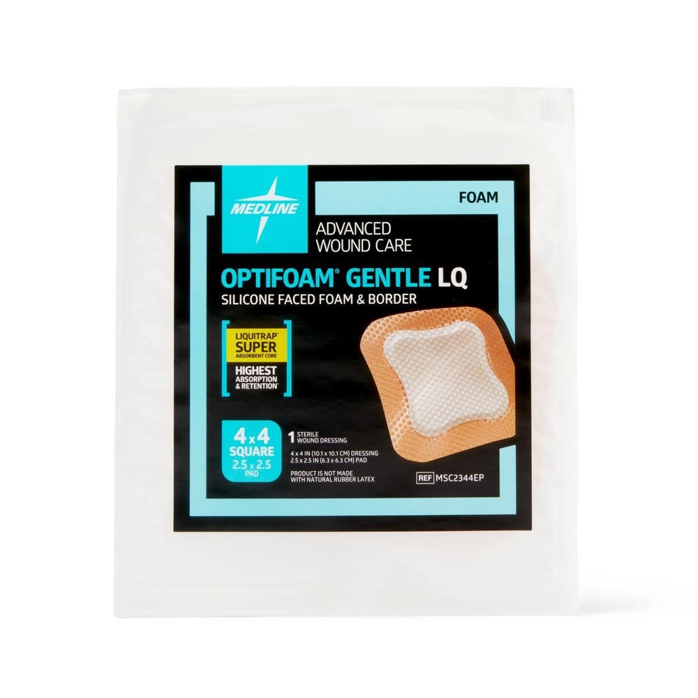 Optifoam Gentle Silicone-Faced Foam Dressing, 4" x 4", Each