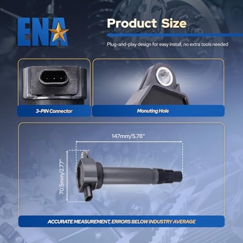 4 Ignition Coil Pack Compatible with Dodge Avenger Caliber 4 Black Coils
