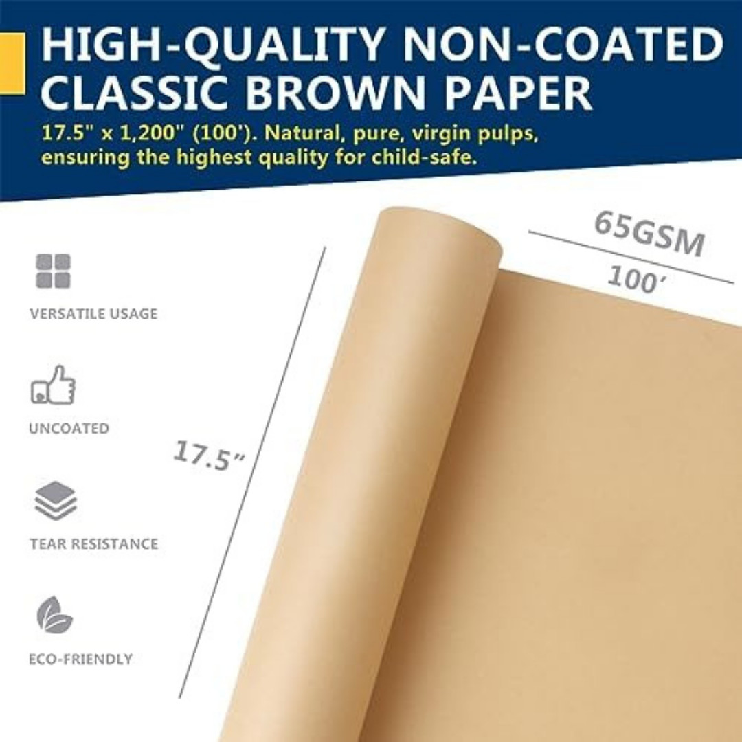 17.5" x 1200'' Brown Kraft Paper 50 lb Basis Thick Roll Packaging Shipping NEW**