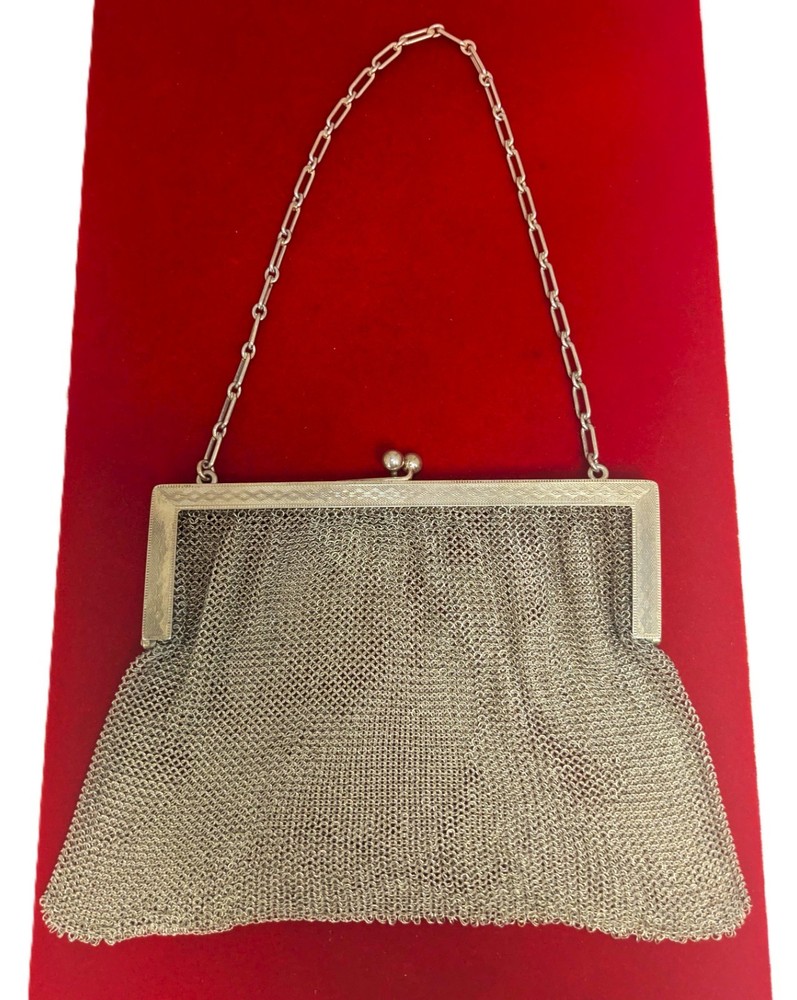 Sterling Silver Mesh Purse, 5-1/4" by 5"