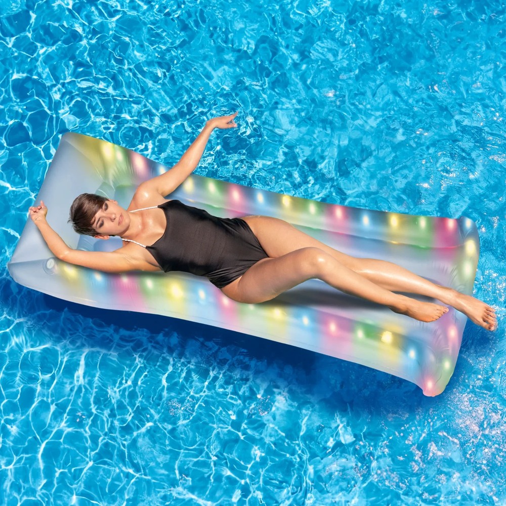 Bluescape LED Pool Raft – Inflatable Color-Changing LED Light-Up Pool Float
