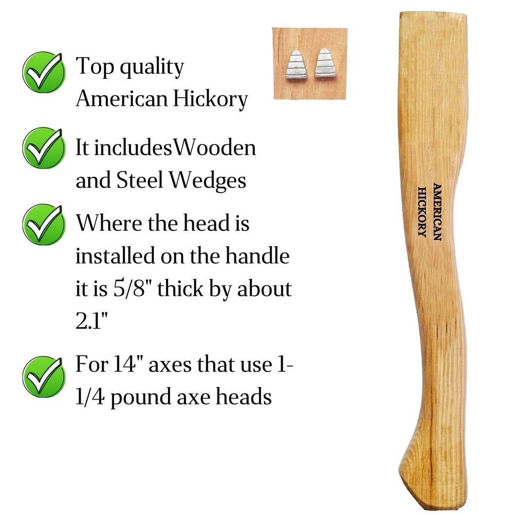 Durable 14-Inch Light Brown Axe Replacement Handle for Easy Use