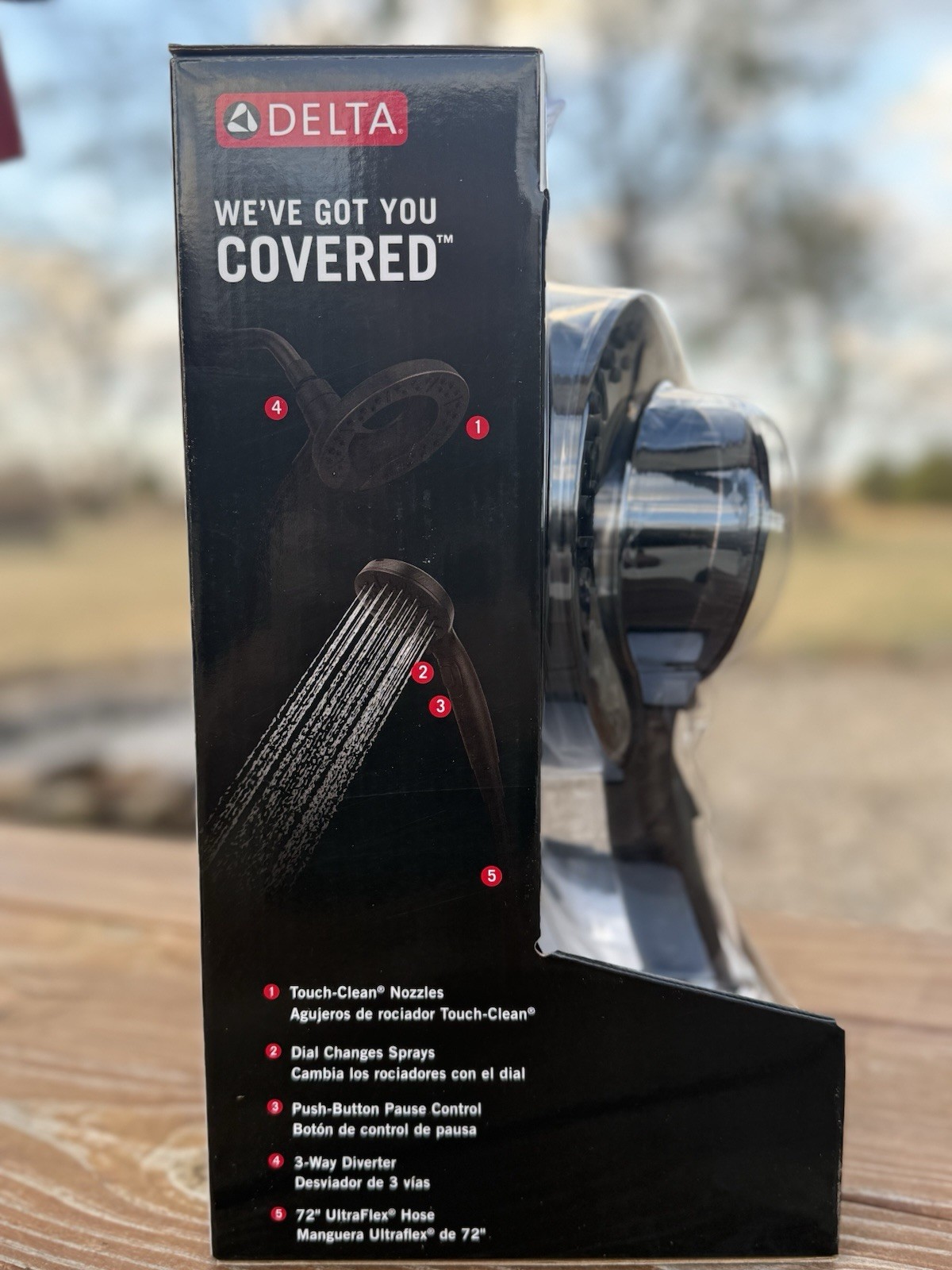 Delta In2ition 2 in 1 shower head. 5 Spray Settings. Venetian Bronze