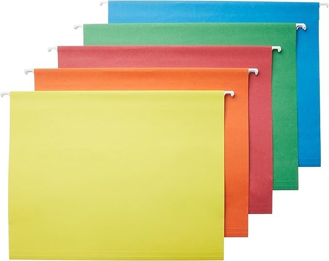 Basics Hanging Organizer File Folder for Efficient Filing Assorted Colors 25pack