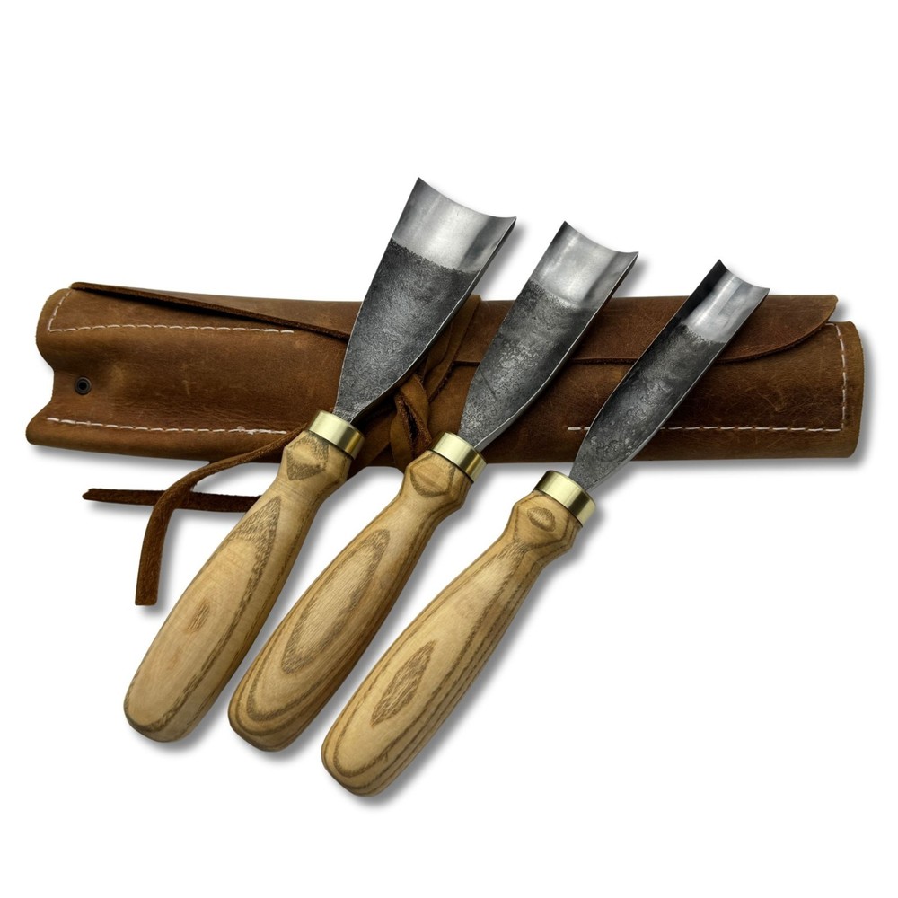 Wood Carving Gouges – Hand-Forged 52100 Steel Blades, Ash Handles, Custom Sizes
