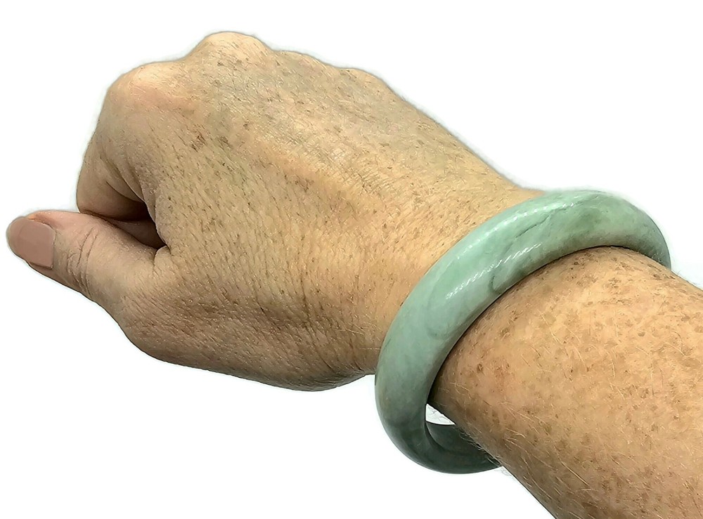Solid Jade Bangle, 58mm Diameter, Green Nephrite Jade, Protection Gem, Lucky Gem