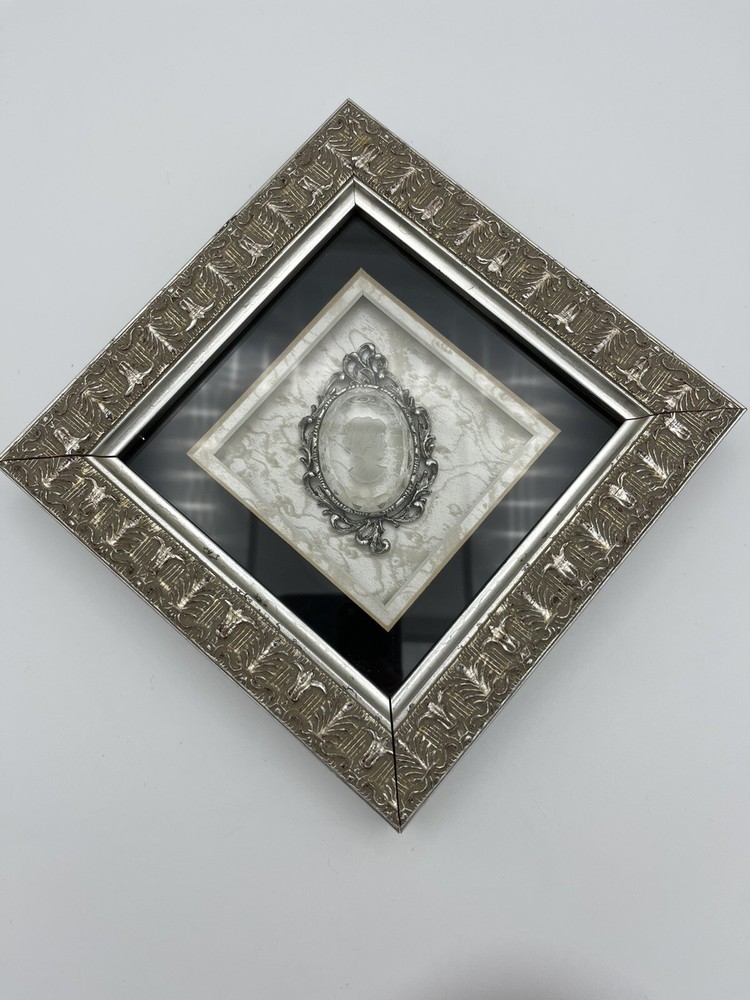 Framed Crystal Cameo Inside 6” x 6” Ornate Shadowbox Frame