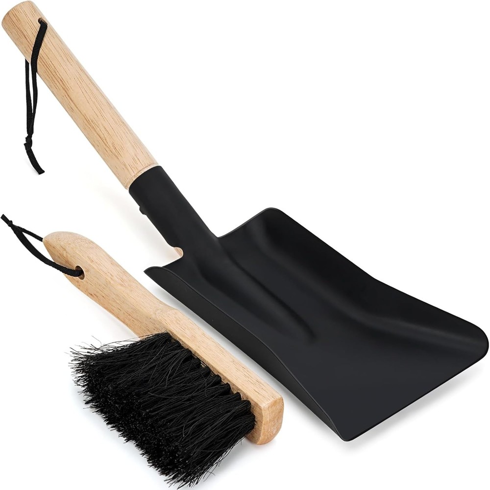 Ash Shovel & Hearth Brush Set - Fireplace Tools Set, Fire Pit Tools, Hearth T...