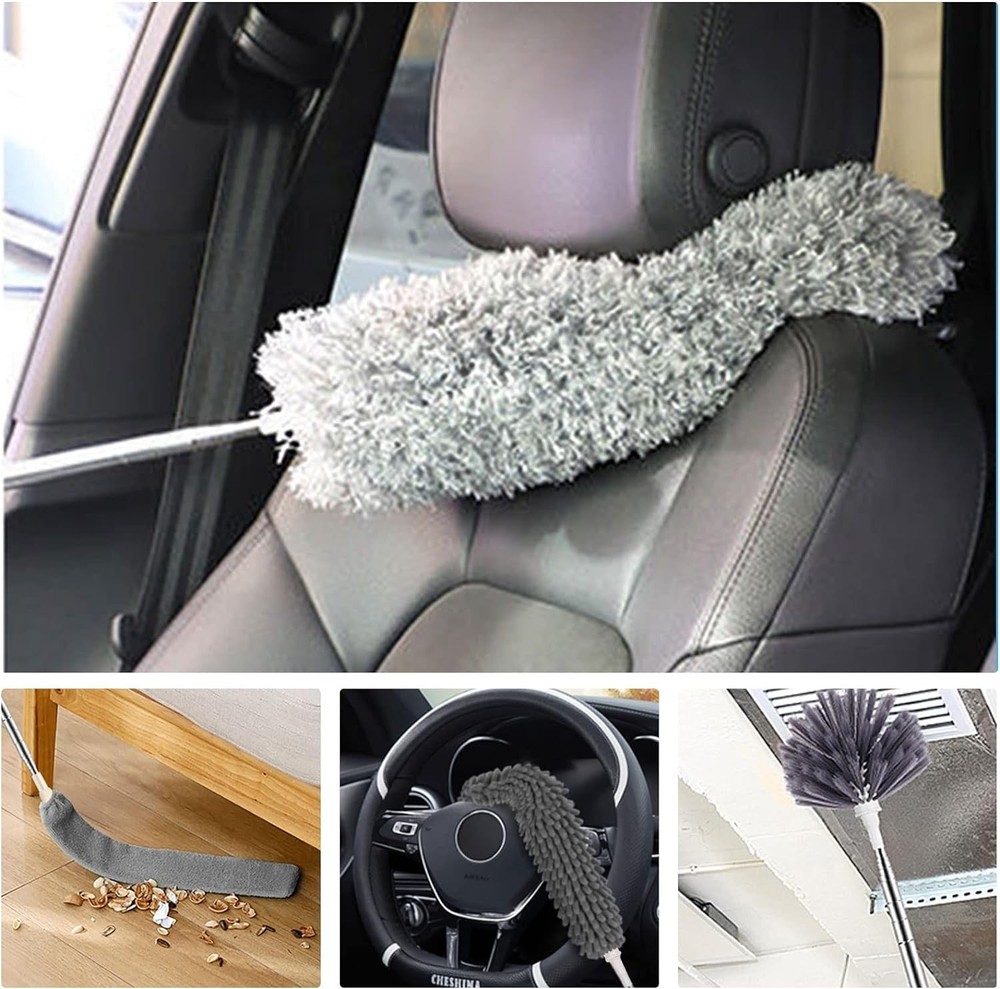Microfiber Feather Duster 5-in-1 Kit, Dusters for Cleaning, Duster with Exten...
