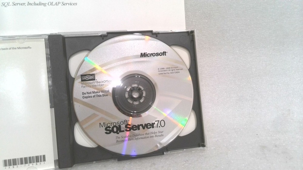 MICROSOFT X03-99941 SQL SERVER 7.0 UPGRADE - SQL SERVER INTRO, 2 CDs W/ KEY
