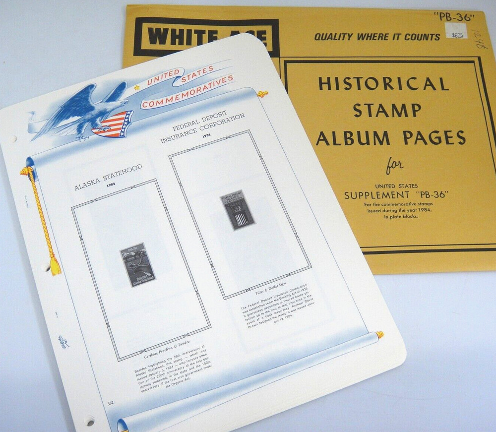 White Ace 1984 U.S. Commemorative Plate Blocks Supplement PB-36 NOS