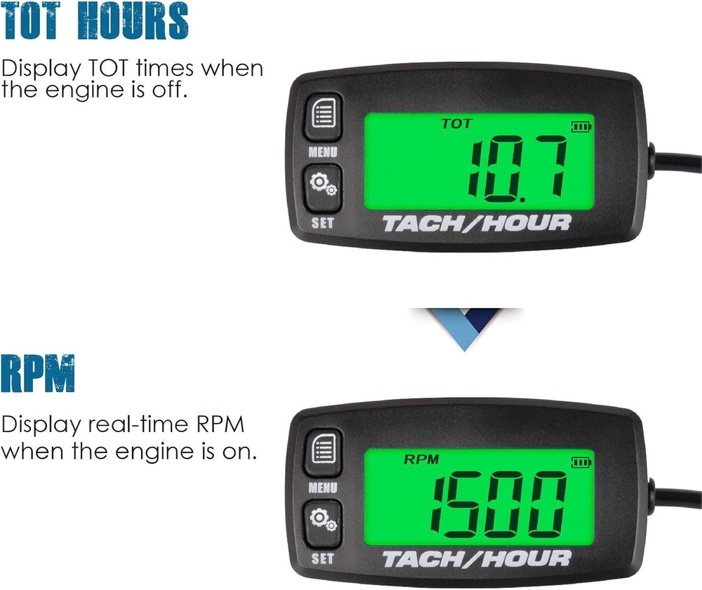 Digital Tach Hour Meter Battery Replacement for Small Engines Lawn Tractor