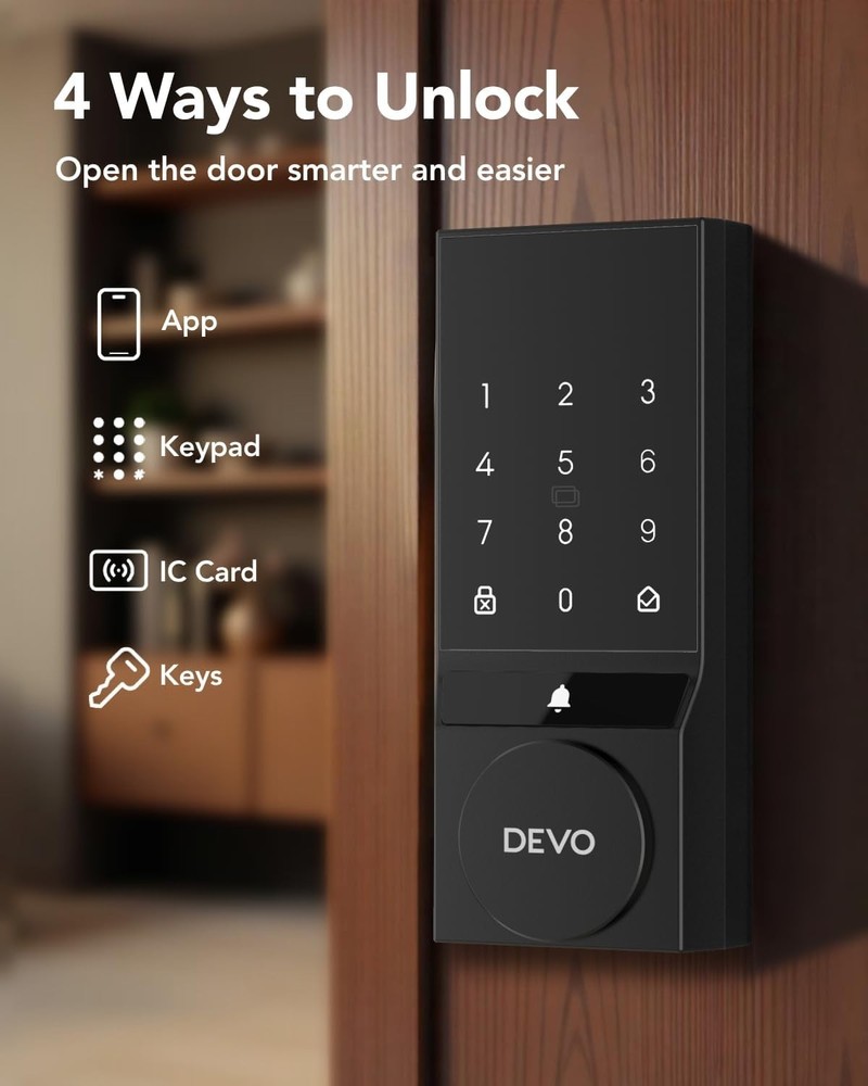 Devo G4 Smart Lock Keyless Entry Bluetooth APP Keypad IC Card Deadbolt