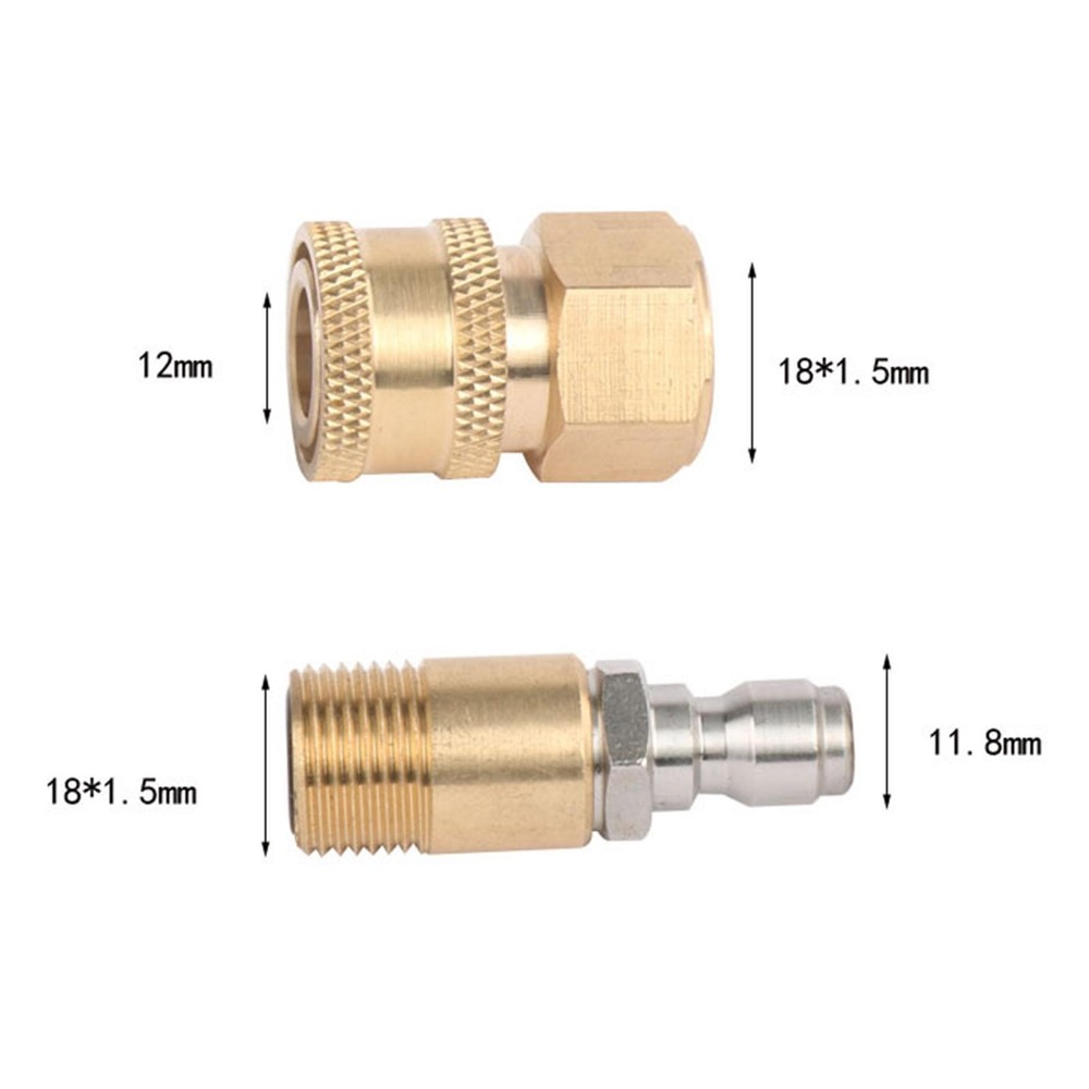M18 Pressure Washer Adapter Set Quick Connect Solid Brass 1/4" M18x1.5