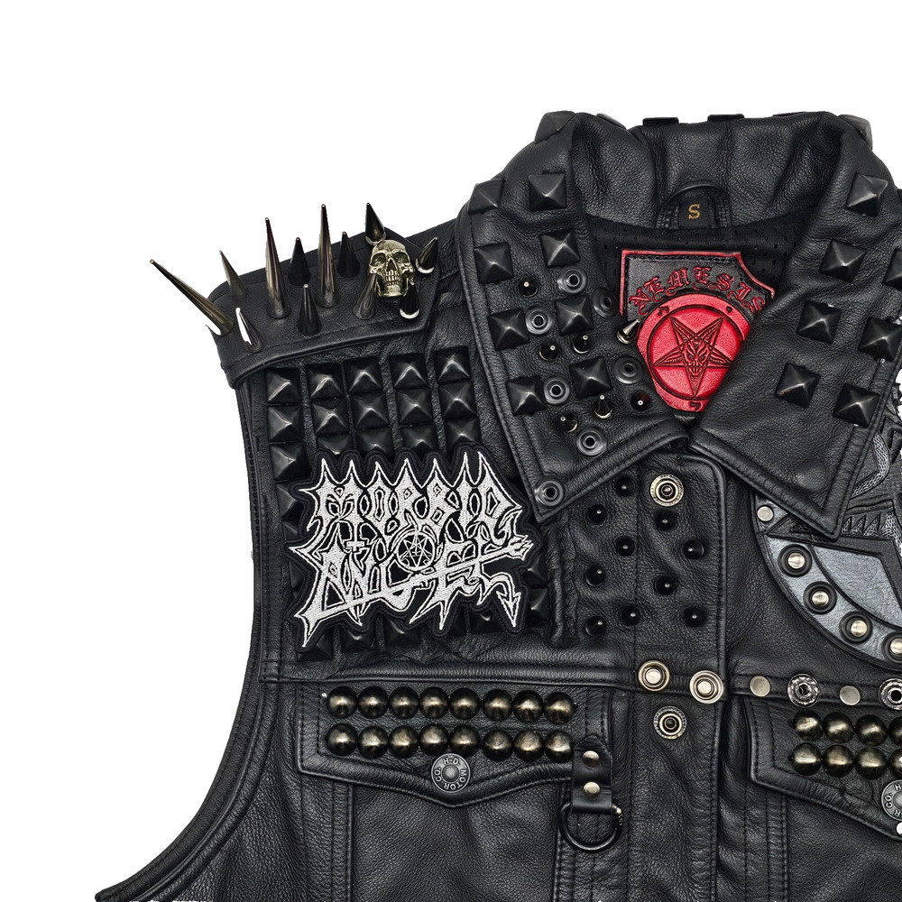 MORBID ANGEL WHITE LOGO (shaped border) EMBROIDERED PATCH