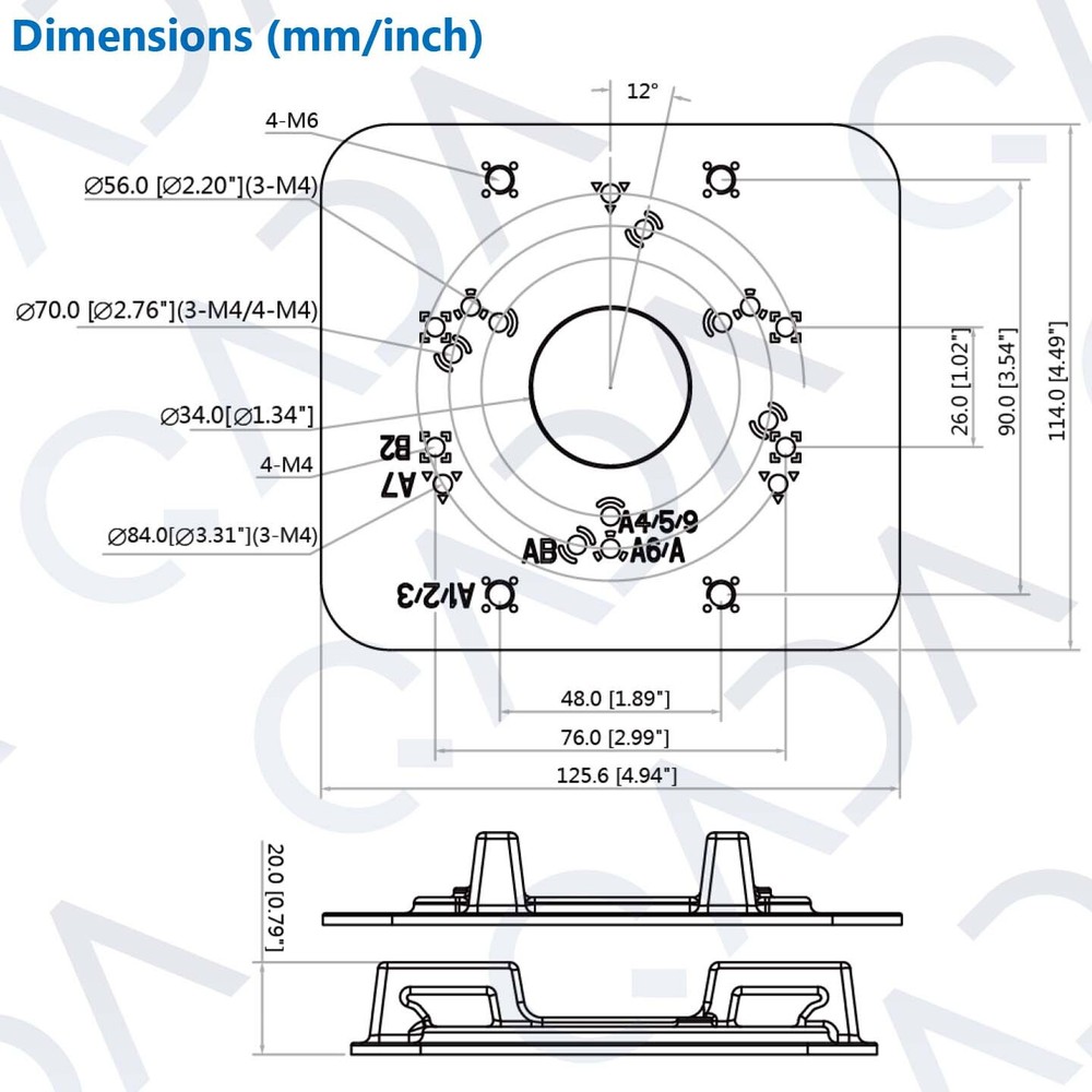 Dahua PFA152-E Universal Pole Mount Bracket Adapter For Wall Mount& Junction Box