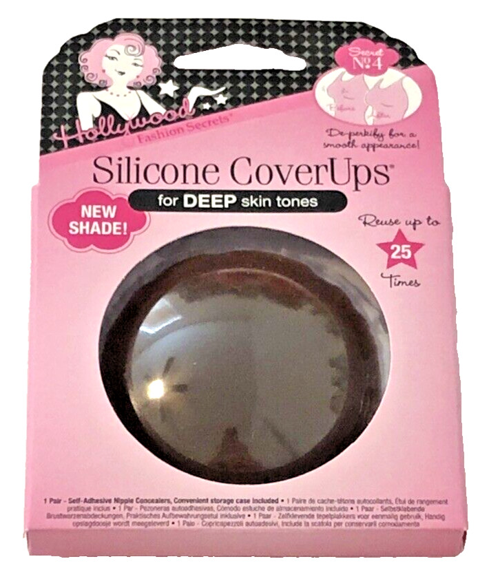 Hollywood Fashion Secrets Silicone CoverUps Dark Shade 1 Pair With Case Lot of 2