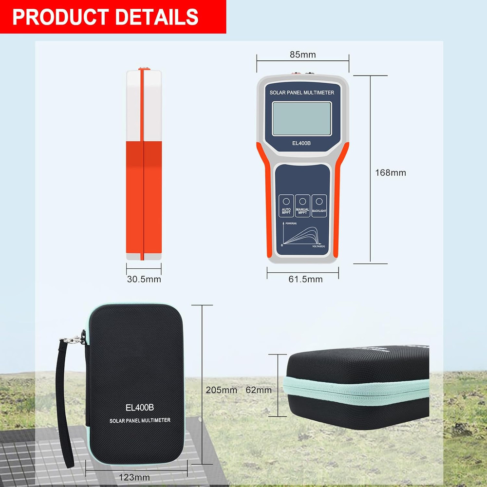 Smart MPPT Solar Panel Tester Multimeter - EL400B Power Meter Tool