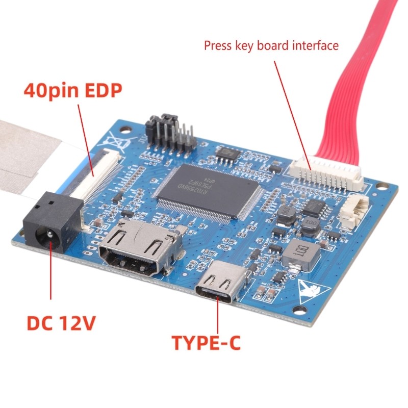40pin EDP LCD Controller Board For 2K Displays Features HDTV-compatible Type C
